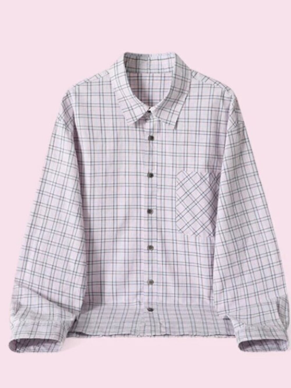 Pale Purple Plaid Oversized Shirt